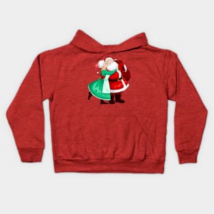 Mrs Claus Kisses Santa On Cheek And Hugs Kids Hoodie